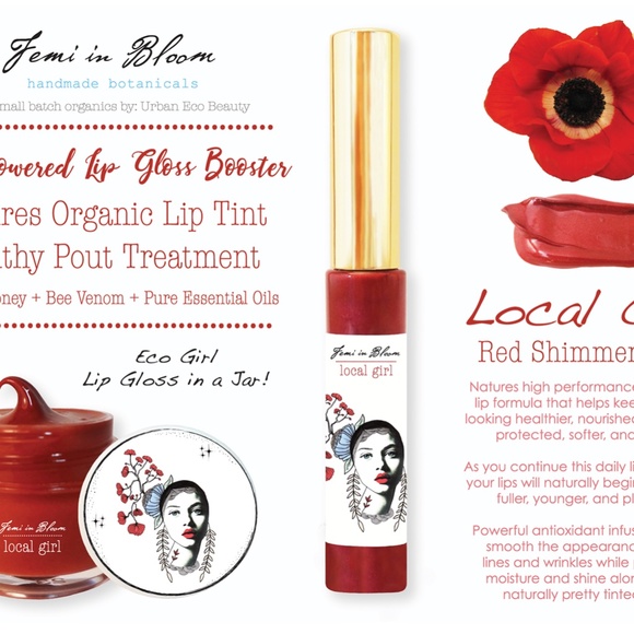 Red Shimmer Tint Organic Lip Gloss Plumper Treatment - Picture 5 of 15